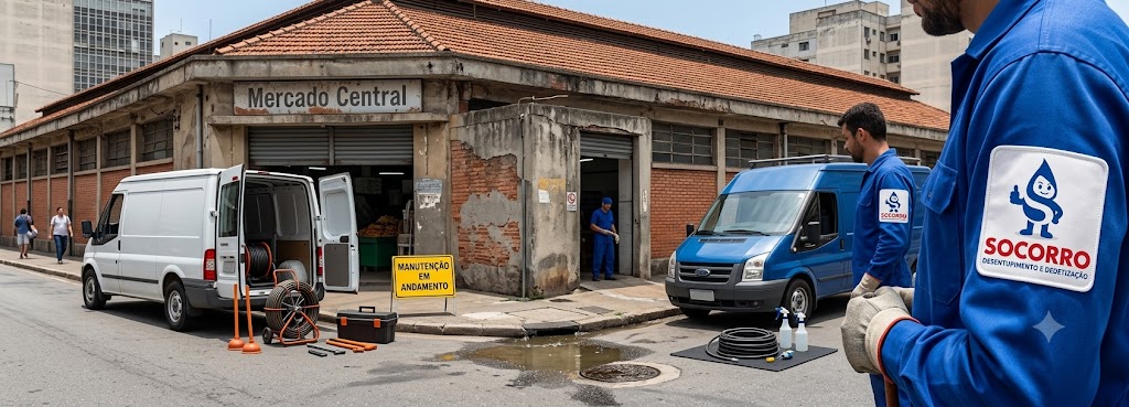Profissional realizando Desentupimento e Manutenção Preventiva para Comércios e Empresas em Navegantes